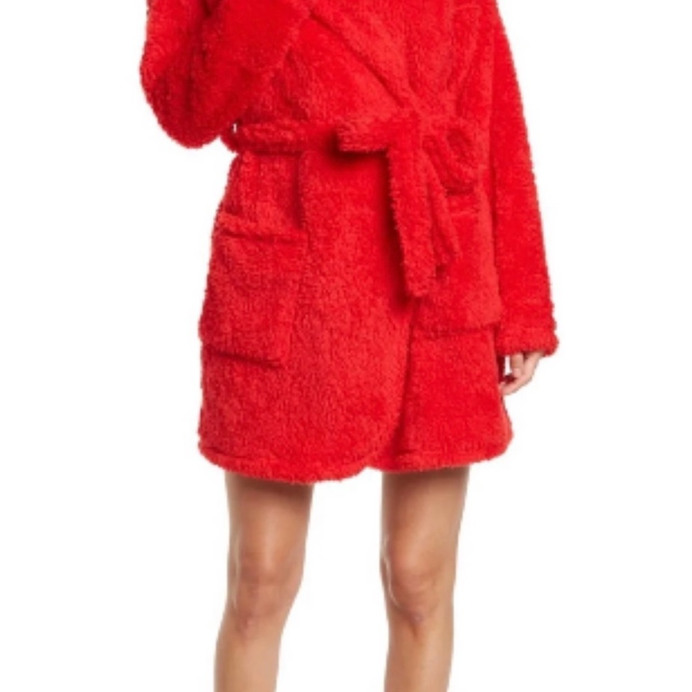 Abound Fluffy Red Hooded Robe - Picture 2 of 3